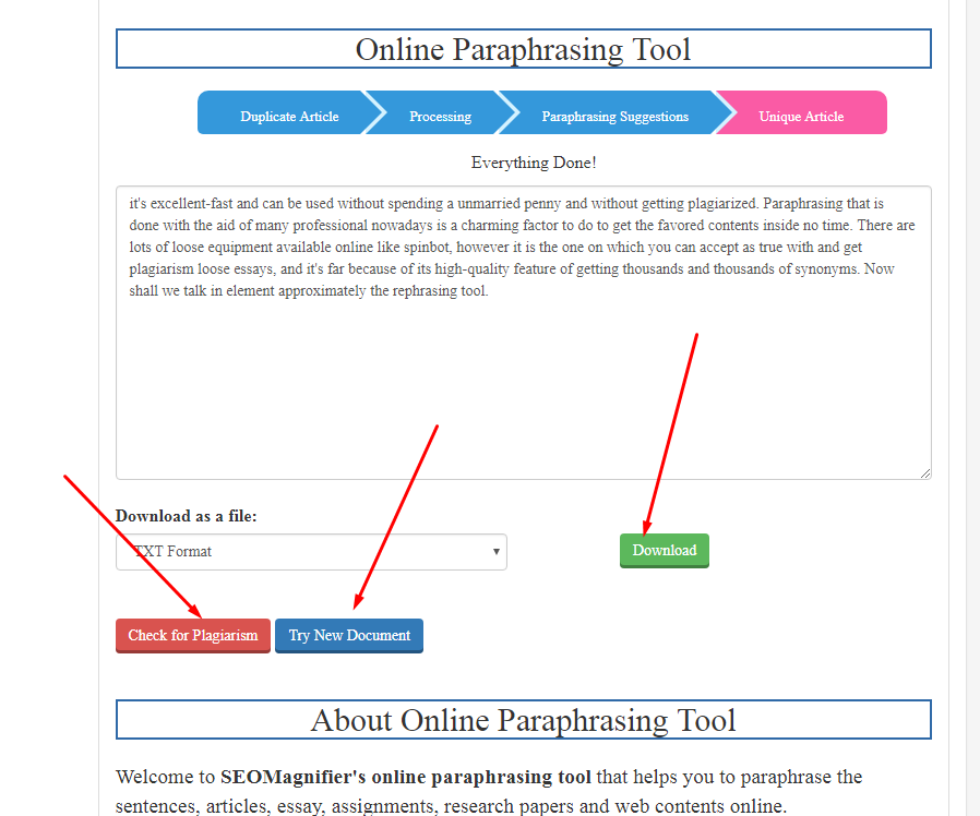 seo magnifier online paraphrasing tool (free)