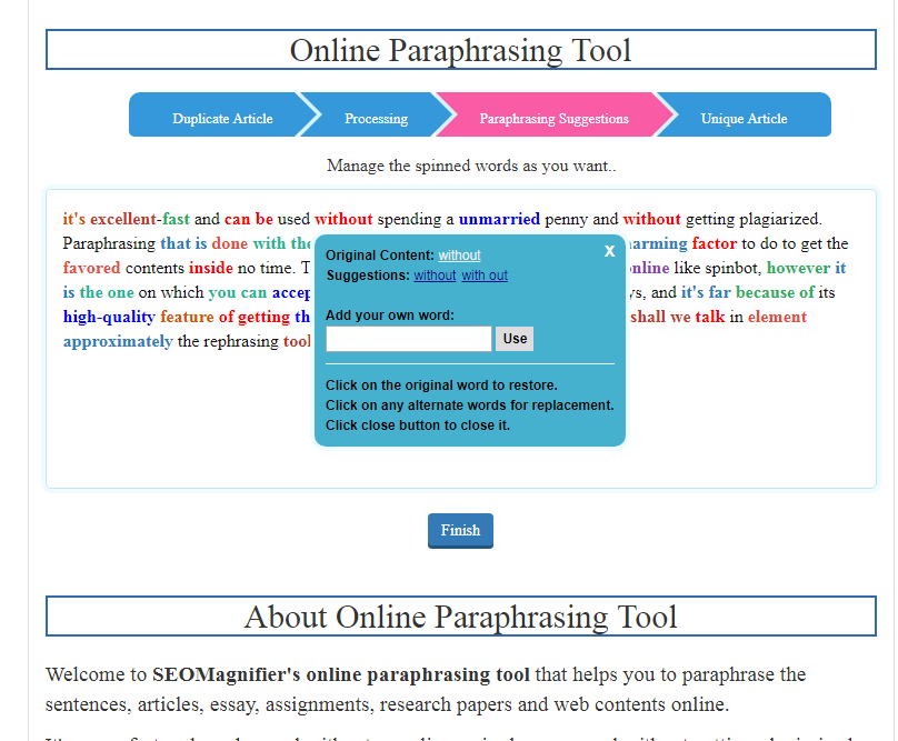 paraphrasing tool link