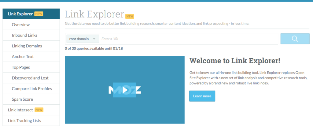 Moz Link Explorer