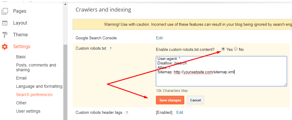 How to Enable the robots.txt file on the blogger