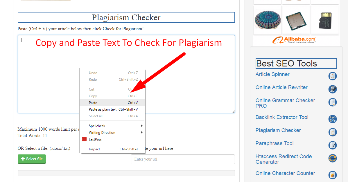 check text for plagiarism
