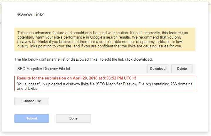 how to upload disavow file to Google