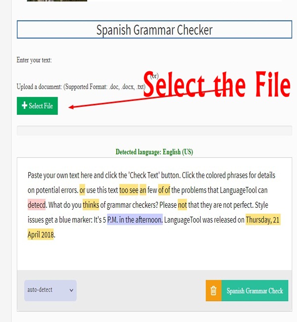 spanish essay grammar check