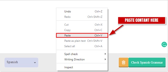 How to check spanish grammar online step 2