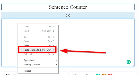 How to count sentence online step 2