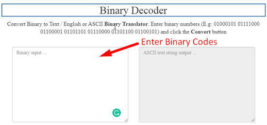 How to decode binary to text online step 2