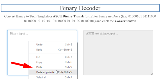 How to decode binary to text online step 3