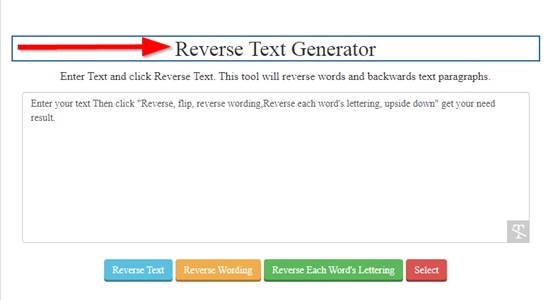 How to generate reverse text online step 2