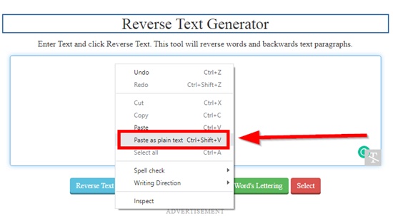 How to generate reverse text online step 3