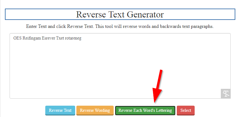 How to generate reverse text online step 4