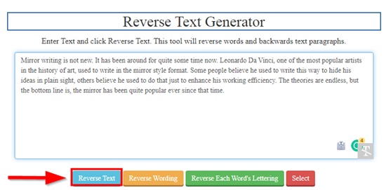 How to generate reverse text online step 5