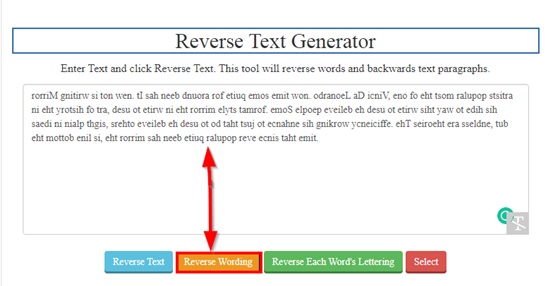 How to generate reverse text online step 6