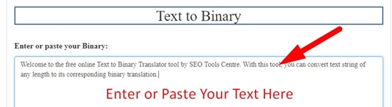 How to use text to binary tool step 1