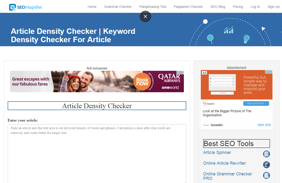 article density checker tool