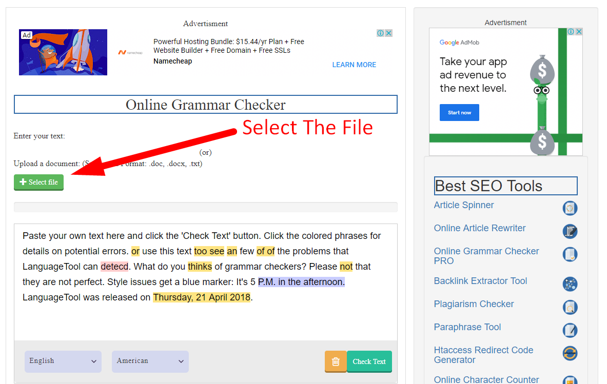 How to check grammar online step 2