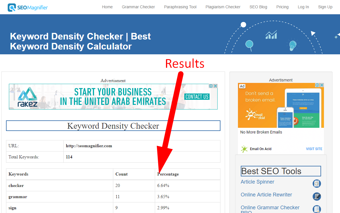 How to check keyword density step 4