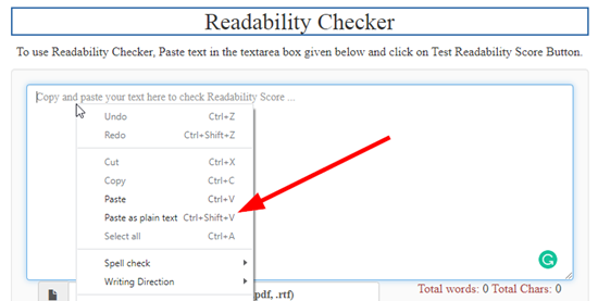 How To Check readability score online step 2