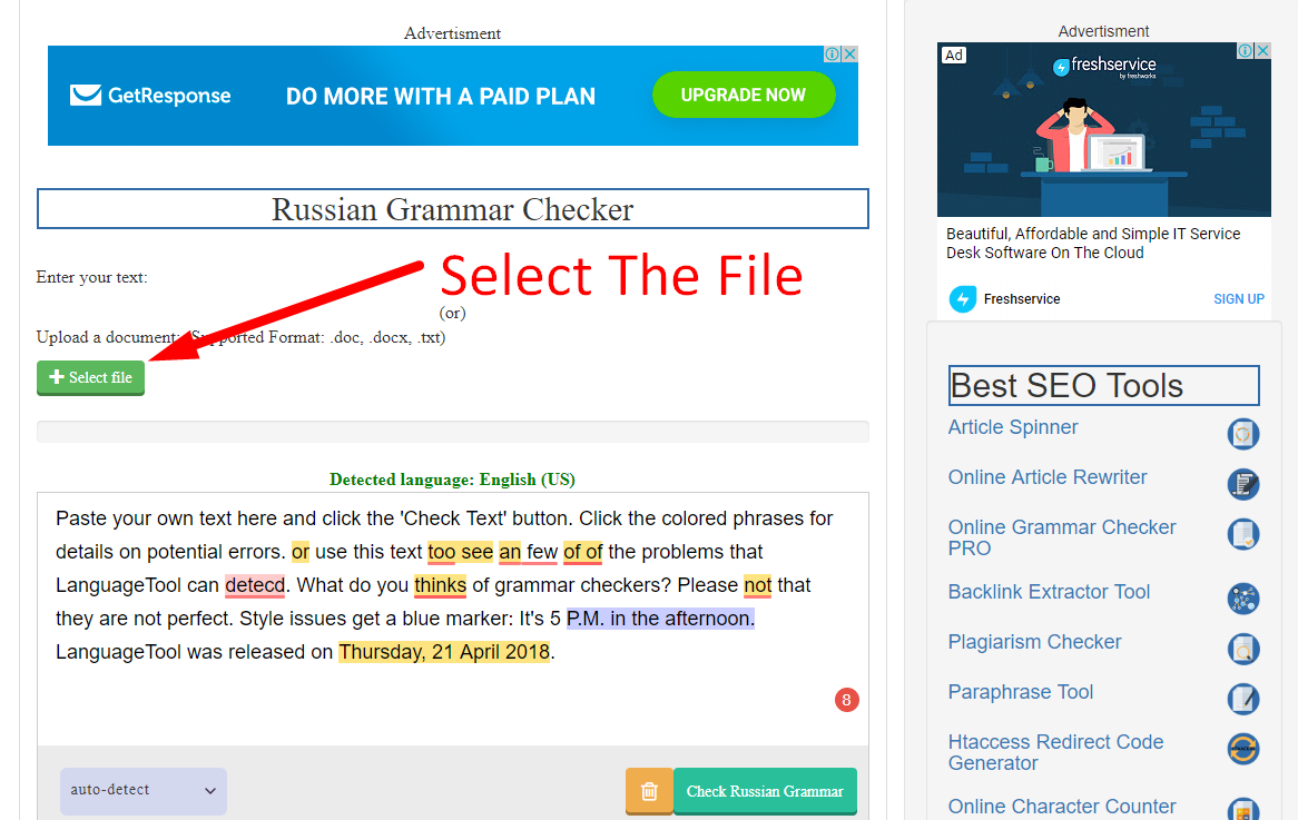 how to check russian grammar online step 2