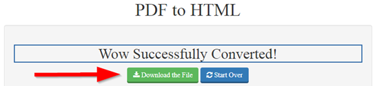 How to convert pdf file to html file online step 4