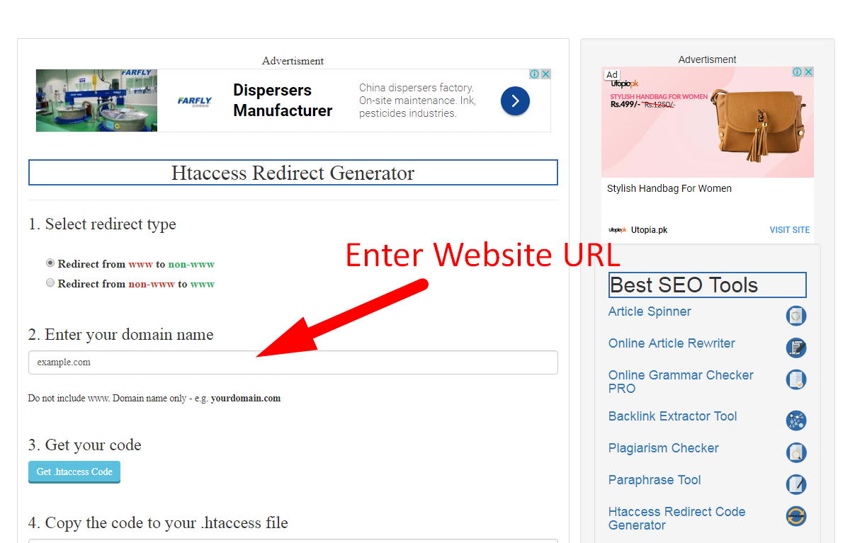 how to create htaccess redirect code