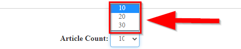 Select the number articles step 3