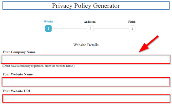 How to generate free privacy policy online step 2