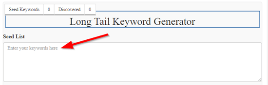 step 2: type or insert your seed keyword in the input box