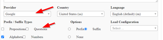 Step 3: selecting the keyword research options