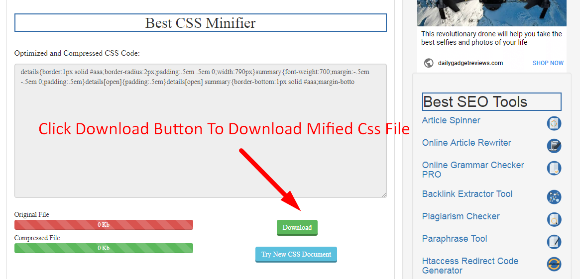 css minify online