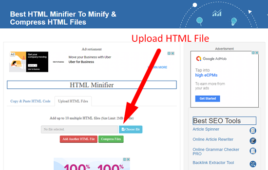 how to minify html file online step 3