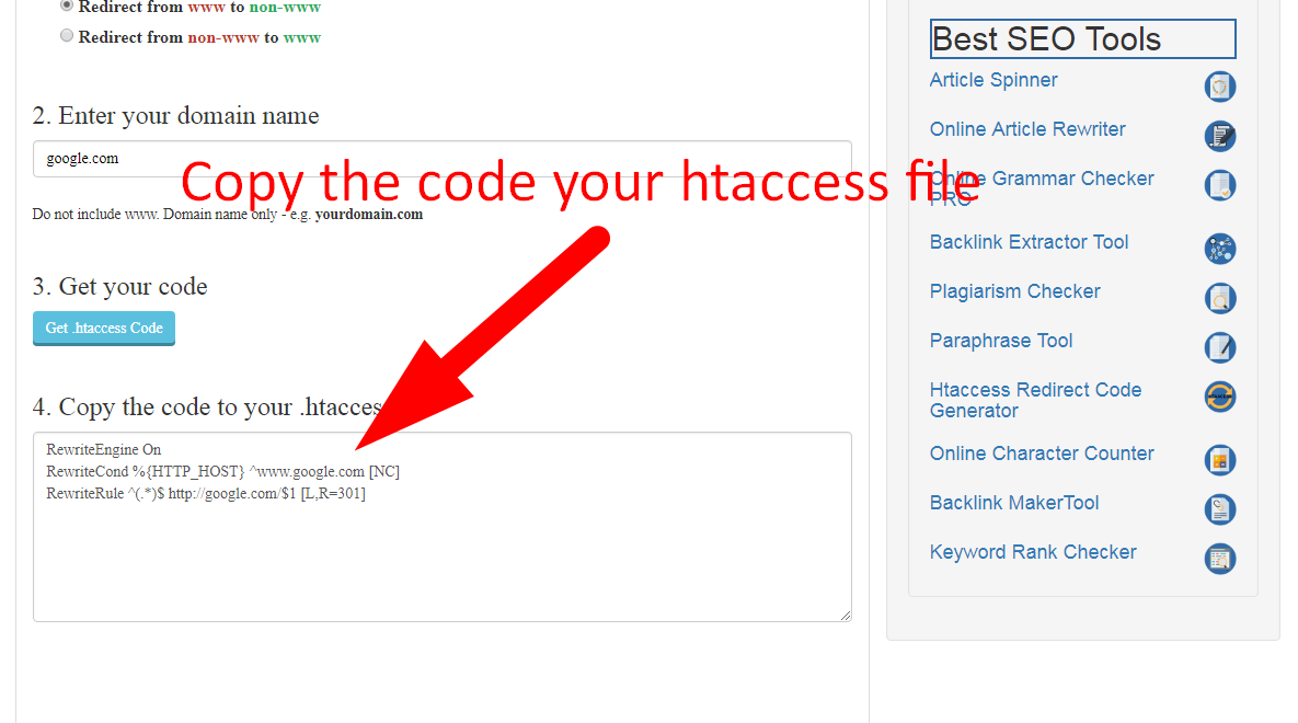 Htaccess Redirect Code Generator - Htaccess Redirect Generator - SEO ...