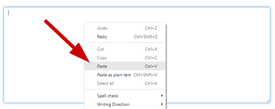 Copy and pasting content to the input box