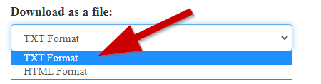 selecting file format for downloading