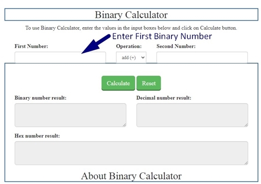 How to use binary calculator step 1