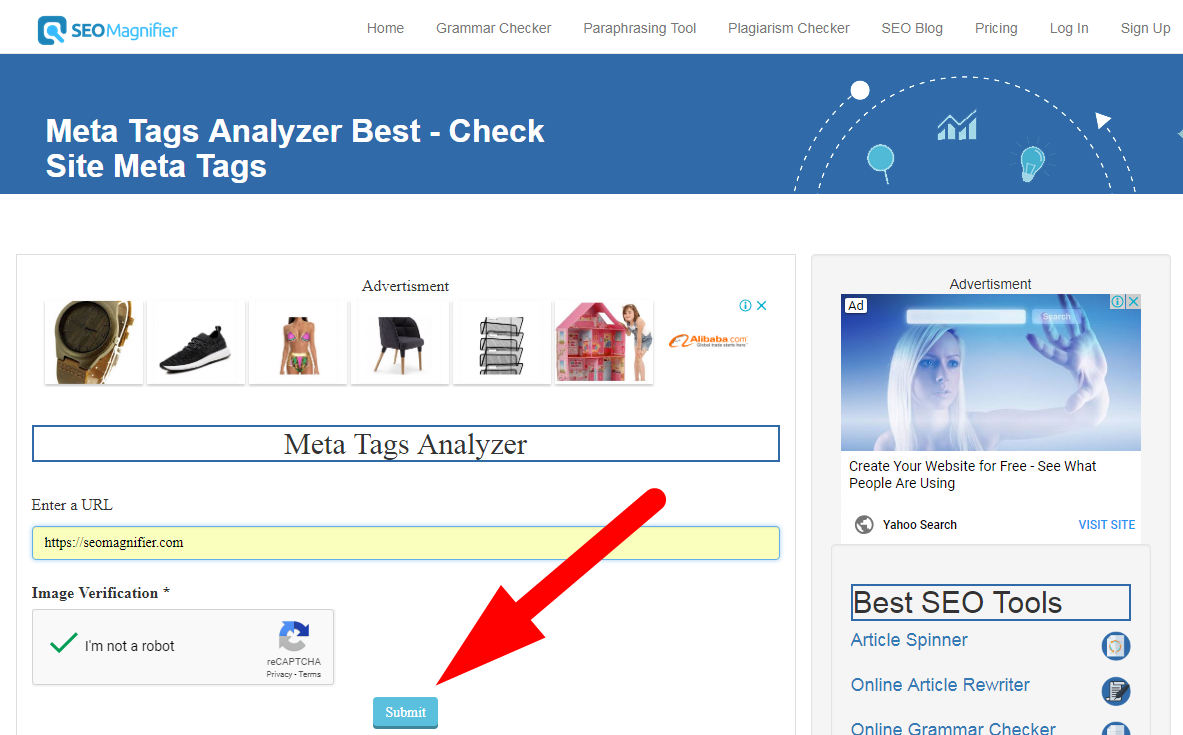 how to use seo magnifier meta tags analyzer