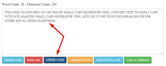 how to use small caps generator step 3